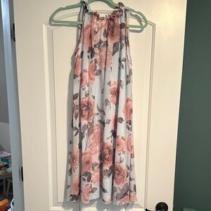 Floral Halter Sundress in Blush and Gray